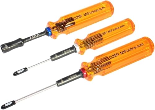 MIP RC Hex and Nut Screwdriver Set 9620 – 3-Piece Tool Kit (1.5mm, 2.0mm, 7.0mm) for RC Cars, Helicopters, Drones, Boats – Precision Hexagon Allen Wrenches and Nut Drivers for RC Repair – Made in USA - style: Metric 1.5mm 2.0mm 7.0mm