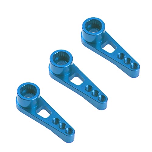 3Pack ShareGoo 25T Servo Horn Steering Arm Compatible with Futaba Savox HSP Power HD Servos Motor Compatible with Wltoys A949 A959-B A969 A979 K929 1/18 RC Car (Blue) - color: Blue
