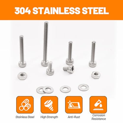1110-Piece M3 Stainless Steel Socket Head Screw & Nut Kit – Hex Drive Cap Screws (4-30mm) with Allen Wrench & Curved Tweezer – Metric Machine Screw Assortment Set - size: 1110 pieces M3