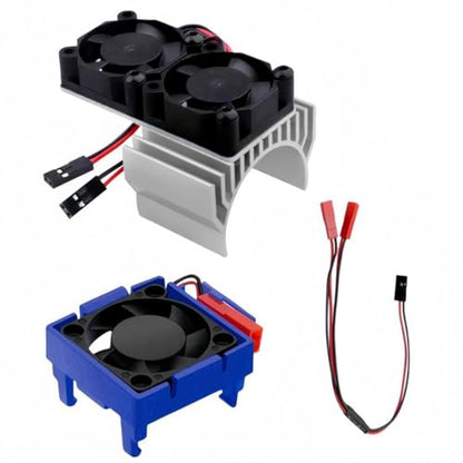 VXL-3s ESC Cooling Fan and Motor Cooling Fan Dual Fan Set Compatible with 1/10 Traxxas Slash 4×4 VXL Rustler 4X4 Stampede 4X4 Hoss 4×4 Velineon VXL-3s Heat Sink,Silvery - color: Silvery