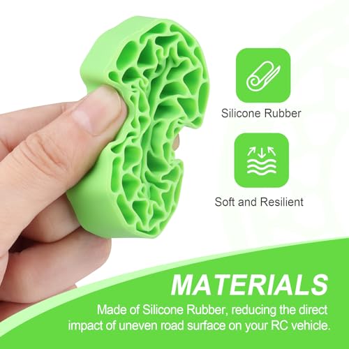 HobbyPark 1.0 Tires Silicone Inserts Foam fit 62-64mm*24mm for 1/18 1/24 Scale RC Crawler Trucks, Super Soft, 4pcs (Green) - color: Green (Large)
