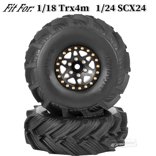 1.0 Beadlock Wheel Rims for 1/24 1/18 RC Crawler Car SCX24 TRX4M,Black Coating Brass 1.0 RC Beadlock Wheels RC Rims,Black