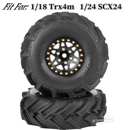 1.0 Beadlock Wheel Rims for 1/24 1/18 RC Crawler Car SCX24 TRX4M,Black Coating Brass 1.0 RC Beadlock Wheels RC Rims,Black