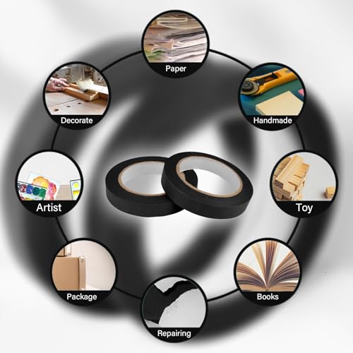 6 Rolls Fine Line Tape 1/16, 1/8, 1/5, 2/5, 1/2, 3/4 Inch x 55 Yard Fineline Masking Tape Painter Adhesive Automotive for DIY Car Auto Paint (Black, Mixed Sizes) - color: Black, size: Mixed Sizes