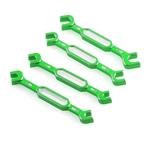 for Rc Car 4Pcs Wrench 3/3.2/3.5/3.7/4/5/5.5/6Mm Turnbuckle Nut Ball End Joint Remover Universal Tool Upgrade Parts RC Car Repair Kit - color: Green