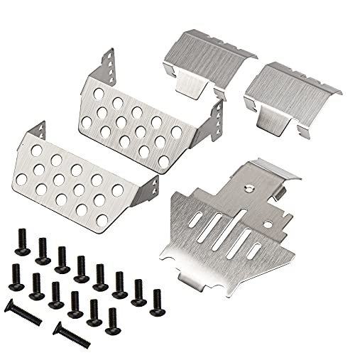 5PCS ShareGoo Stainless Steel RC Skid Plate,RC Chassis Armor Protector Plate Protection Compatible with Traxxas TRX-4 82056-4 1/10 RC Crawler Car