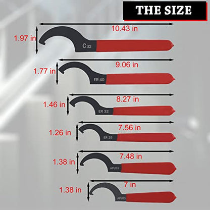 Coilover Spanner Wrench Set 6PCS Universal Shock Adjustment Tool | Steel Hook Wrench Set for Coil Over Suspension Adjustment and Motorcycle Shock Settings, Universal Spanner Tools