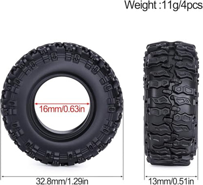 0.7'' Wheel Tires Compatible with RC Axial SCX30 Ford Bronco AXI-2048 / Jeep Wrangler AXI-2261 Rock Crawler Upgrades Parts (4 pcs) - color: Tire
