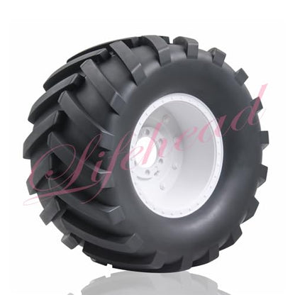Lifehead 1/8 Scale RC Monster Truck Rubber Tires， for Traxxas SUMMIT E-Revo 86086-4 Arrma Kraton 6S kyosho USA-1 Losi LMT，173mm OD Sand and snow tires/17mm Hex - color: White