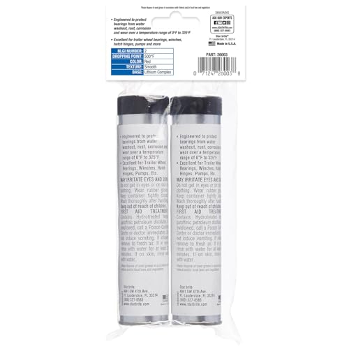 STAR BRITE Trailer Wheel Bearing Grease NLG#2 - Advanced Marine-Grade Protection Against Rust, Corrosion & Water Washout - style: 3 OZ 2-Pack