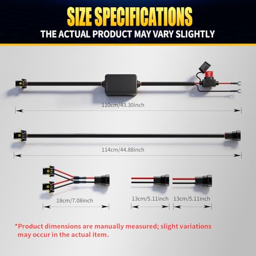 JHE Led Light Bar Remote Control Wire Harness Kit, Wireless Remote Control Wiring Harness Kit for LED Light Bar/Driving Light/Fog Light/Pod Light/Work Light, 16AWG