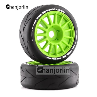 1/8 RC On Road Car Tires And Wheels Rims 17mm Hex 103mm Rubber Rally Tyres For 1:8 Scale RC On-Road Racing Car HPI WR8 HSP Hobao ARRMA Redcat Losi Kyosho VRX RC Rally Drift Car 4PCS (Green A) - color: Green a