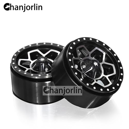 1.9 RC Beadlock Wheels Rims Aluminum Heavy Duty 1/10 Crawler Wheel Hubs For 1:10 Rock Crawler Car Axial SCX10 I II III 90046 TRX4 TRX6 VS4-10 CC01 D90 RC4WD Redcat Gen8 1.9" Tires (Black) - color: Black