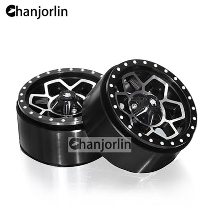 1.9 RC Beadlock Wheels Rims Aluminum Heavy Duty 1/10 Crawler Wheel Hubs For 1:10 Rock Crawler Car Axial SCX10 I II III 90046 TRX4 TRX6 VS4-10 CC01 D90 RC4WD Redcat Gen8 1.9" Tires (Black) - color: Black