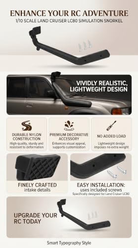 RC Car Snorkel, Durable Replacement, RC Crawler Snorkel Waterproof Design for LC80 1/10 Scale Off-Road Enthusiasts and Wet Terrain Adventures