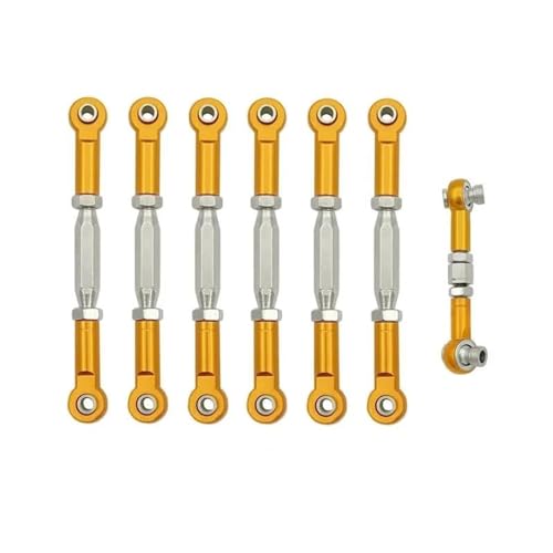 RC Car Rod Linkage Compatible with Traxxas for Slash 4X4/2WD 1/10 RC Car Upgrade Parts 1 Set 7 Pcs Metal Turnbuckle Camber Link End Adjustable Kit(Yellow) - color: Yellow