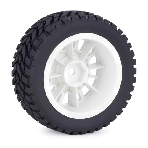 4PCS RC Rally Car Tyres 12mm Hex Hub Wheel Rims Tires NOT Pre-Glued for 1/16 1/14 1/12 1/10 Scale Off Road Buggy On-Road Touring Car Upgrade Parts (White) - color: White