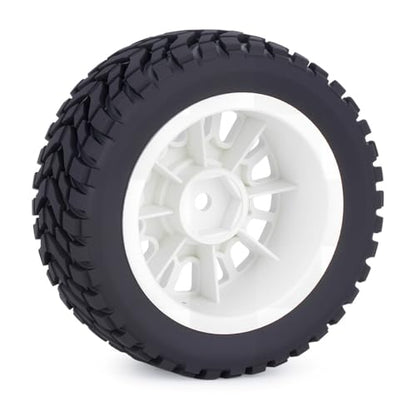 4PCS RC Rally Car Tyres 12mm Hex Hub Wheel Rims Tires NOT Pre-Glued for 1/16 1/14 1/12 1/10 Scale Off Road Buggy On-Road Touring Car Upgrade Parts (White) - color: White