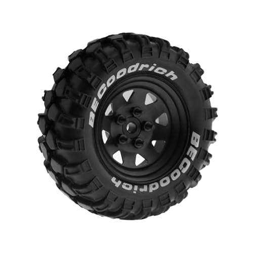 1.9 RC Crawler Tires And Metal Beadlock Wheels Rims 12mm Drive Adaptors 1:10 Soft Mud Tyres For 1/10 Rock Crawler Car Traxxas TRX4 D90 TF2 Axial Redcat Gen8 SCX10 Tamiya CC01 4PCS (Black) - color: Black