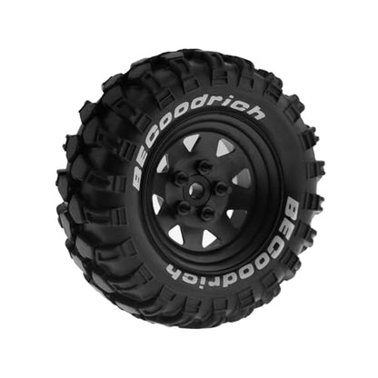 1.9 RC Crawler Tires And Metal Beadlock Wheels Rims 12mm Drive Adaptors 1:10 Soft Mud Tyres For 1/10 Rock Crawler Car Traxxas TRX4 D90 TF2 Axial Redcat Gen8 SCX10 Tamiya CC01 4PCS (Black) - color: Black