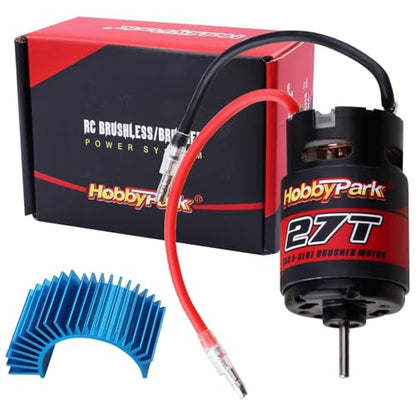 Hobbypark 27T Motor 550 Brushed Motor Electric Engine w/Heatsink for 1/10 RC Crawler Car Traxxas TRX4 TRX6 Axial SCX10 Redcat Gen7 Gen8 RC4WD - size: 27T