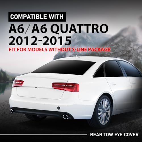 LQI Rear Bumper Tow Hook Eye Cover Cap Black | Compatible with Audi A6 & A6 Quattro 2012-2015, Fit Models Without S-Line Package 4G5807441GRU, AU1129101 - size: Rear | Fit Audi A6 & A6 Quattro 2012-2015
