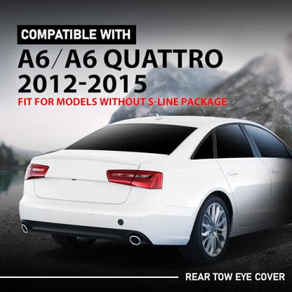 LQI Rear Bumper Tow Hook Eye Cover Cap Black | Compatible with Audi A6 & A6 Quattro 2012-2015, Fit Models Without S-Line Package 4G5807441GRU, AU1129101 - size: Rear | Fit Audi A6 & A6 Quattro 2012-2015
