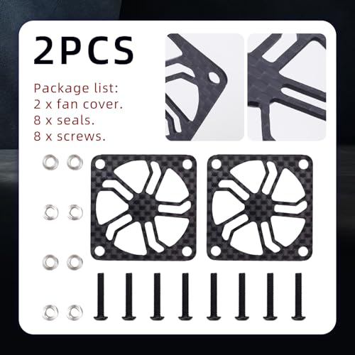 2Pcs RC Cooling Fan Cover, Carbon Fiber Electric Motor Cooling Fan Cover with Screw, Light Weight ESC Motor Heatsink Protector for RC Car Boat Truck Motor (30x30mm)