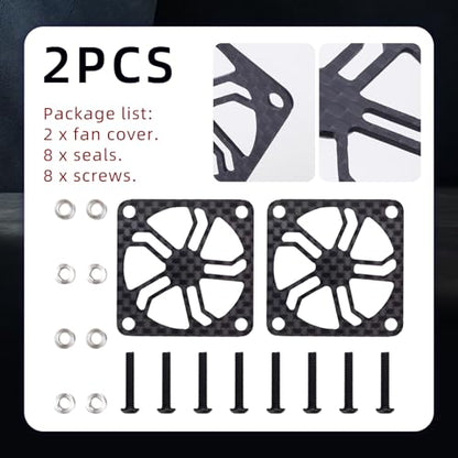2Pcs RC Cooling Fan Cover, Carbon Fiber Electric Motor Cooling Fan Cover with Screw, Light Weight ESC Motor Heatsink Protector for RC Car Boat Truck Motor (30x30mm)