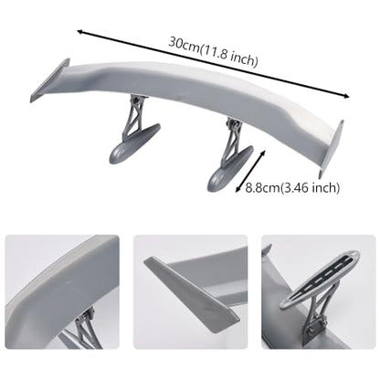 Mini Spoilers for Cars 11.8Inch Universal Auto Car Tail Wing Silvery Texture Cool Decoration Non-Punching Tiny Trunk Spoiler Automotive Exterior Accessories RC Car Modified Parts - style: Silvery