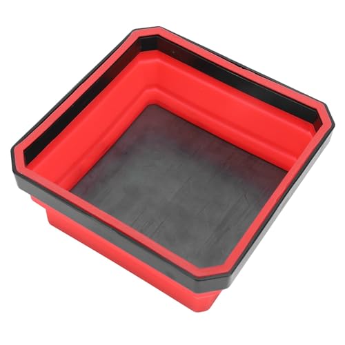 Magnetic Screw Tray, Magnetic Parts Tool Tray Silicone Portable Widely Used Magnetic Tool Tray Organizer for Screws Bolts Nuts Washers (Red) - color: Red