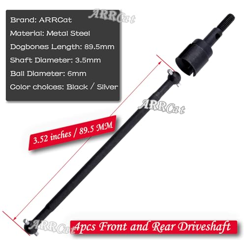 Drive Shaft Upgrades Part for Red cat Volcano Epx/PRO,ARRCat Metal 90MM Dogbones Drive Shaft 08029 & Stub Wheel Axle 02033，RC Hops Up Upgrades Parts Dogbones&Stub Wheel Axle,(90mm, 8-Pack),Silver - color: Silver - (90mm, 8-pack)