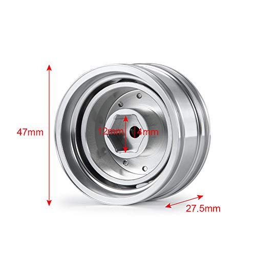 RC-Hub 2Pcs Aluminum Front Wheels Rim for 1/14 Tamiya Trailer Tractor Truck | Wheel Rim with Hex Hub,H*W 47*20mm,RC Upgrade Parts Replacement Accessories