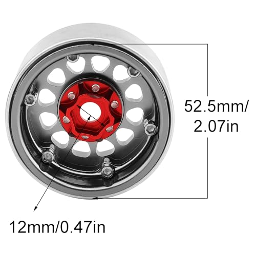 Aluminum 1.9 Beadlock Wheels Rims for 1/10 RC Crawler Axial SCX10 I II III Capra TRX4 TRX6 VS4-10 Gen8 MST CFX Upgrades Parts (Silver-Titanium) - color: Silver-titanium
