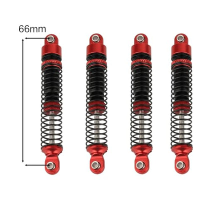 53mm 59mm 66mm 78mm Aluminum Long Threaded Shocks Absorbers Oil Damper for 1/18 RC Crawler TRX4M TRX-4M KUpgrade Parts (66mm-red) - color: 66mm-red