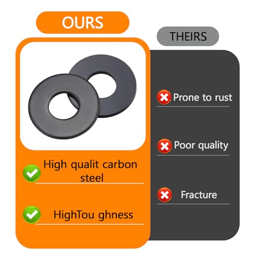 Black M5 Flat Washers 450Pcs Carbon Steel Zinc-Plated Washers for Screws Bolts for Furniture Mechanical Repairs - color: Black-M5-450Pcs