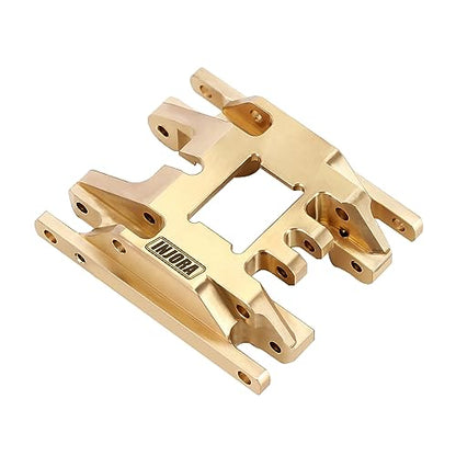 INJORA Brass Skid Plate Transmission Mount for 1/18 RC Crawler TRX4M, 53g - color: Brass