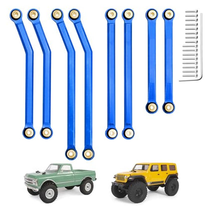High Clearance Steering Links Set for Axial SCX24 C10 AXI00001 Wrangler JLU AXI00002, 8PCS (Blue) - color: Blue