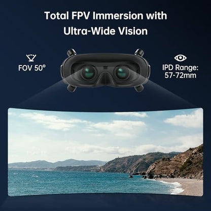 CADDXFPV Walksnail Avatar HD FPV Goggles X - 1080P/100FPS, 50° FOV, OLED | 22ms Low Latency, Head Tracking Support, HDMI/AV Input, Compatible FPV Drone Goggles for All Walksnail Avatar VTX Kit