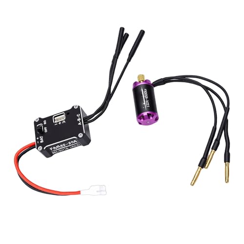 Brushless Motor, 1/24 Scale 4500KV Motor with 25A ESC Combo RC Crawler Upgrade Kit for SCX24, Other Model Cars