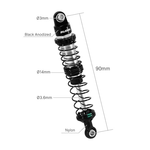 INJORA DRX 90mm Dual-rate Spring Oil Shocks for TRX4 SCX10 1/10 RC Crawler - size: 90mm