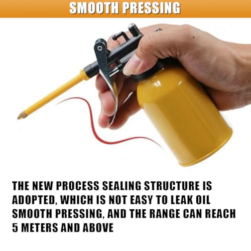 Metal Oil Can, Lubrication Oil Gun with Straight & Flexible Spout, 250ml Multipurpose Hand Pistol Pump Oiler, Universal for Lubrication Need of Cars, Bikes, Machines (Plastic) - size: Plastic