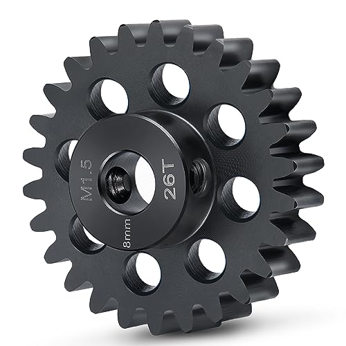 Mod 1.5 8mm Motor Gears 26T Steel Pinion Gear for 1:5 X Maxx 6S/8S | XRT 1/6 8S Monster 4WD 1/10 E-REVO Truck Upgrades - size: 26T