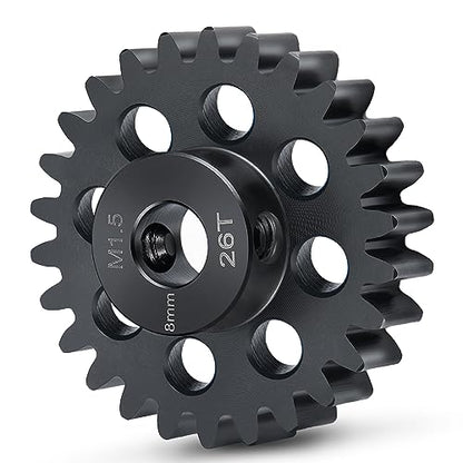Mod 1.5 8mm Motor Gears 26T Steel Pinion Gear for 1:5 X Maxx 6S/8S | XRT 1/6 8S Monster 4WD 1/10 E-REVO Truck Upgrades - size: 26T