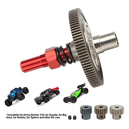 Slipper Gear Set, 91T Metal Differential Upgrade Kit, High-Performance Parts Assembly for RC Enthusiasts Off-Road Racing and Hobby Tuning(Red)