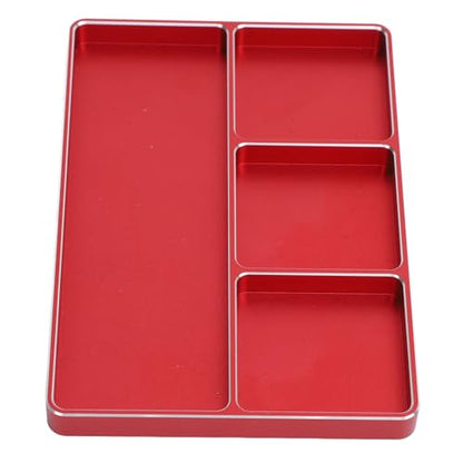 4 Grids RC Repair Screw Tray, Aluminum Alloy Magnetic Storage Organizer RC Repair Screw Tray Screws Holder Plate with Magnetic Design for RC Car Airplanes (Red) - color: Red
