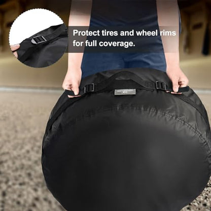 Explore Land Seasonal Tire Cover - Spare Tire Bag with Handle, Heavy Duty Winter Wheel Storage Tote Against Dust and Scratches, 4 Pack (Fits Diameters 29''-31.75'', Black) - size: L (Fits Tire Diameters 29''-31.75''), style: Tire Storage Bag-Black