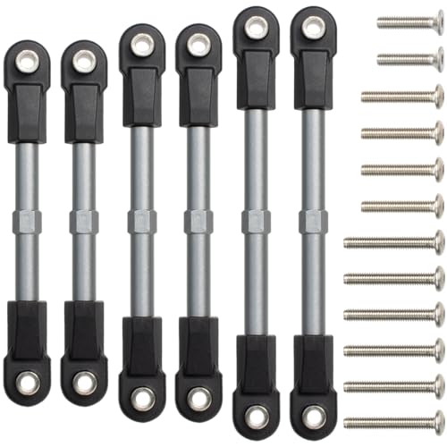 6Pcs Adjustable Aluminum Turnbuckles Camber Links Set for Traxxas Slash 4X4 2WD / Rustler/Stampede/Hoss/Bandit 1/10 RC Short Course Trucks Replacement Upgrade Accessories (Titanium) - color: Titanium