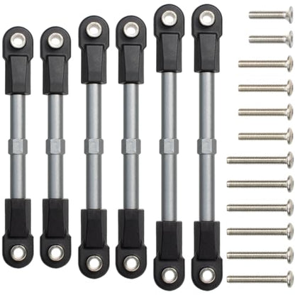 6Pcs Adjustable Aluminum Turnbuckles Camber Links Set for Traxxas Slash 4X4 2WD / Rustler/Stampede/Hoss/Bandit 1/10 RC Short Course Trucks Replacement Upgrade Accessories (Titanium) - color: Titanium