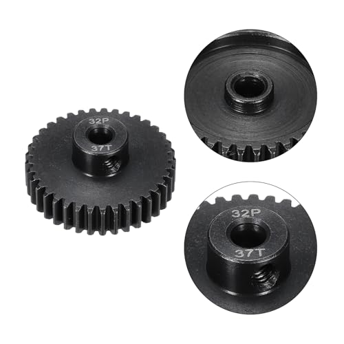32P Steel Pinion Gear Set 37T for 5mm Shaft Hardened Steel Pinion Gear with Shaft Coupler Connector for RC Motor - style: 37T
